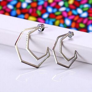 Via Saviene Aris Hoop Earrings in Rhodium Plated Brass Brand New With Tags
